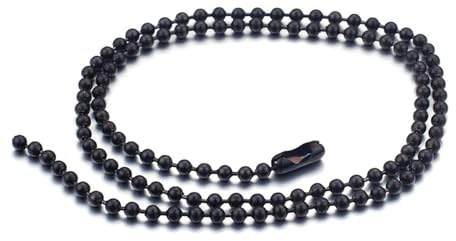 Daesar Kette Herren ohne Anhänger Edelstahl, Kugelkette 2.4MM Hip Hop Halskette 71CM Schwarz für Männer Jungen