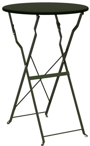 vidaXL Bistro Table Dark Green Ø 50 x 71 cm Powder-coated Steel, Garden and Terrace, Modern Round, Foldable Bistro Table, Outdoor Furniture for Compact Spaces, Easy Storage, Functional Design