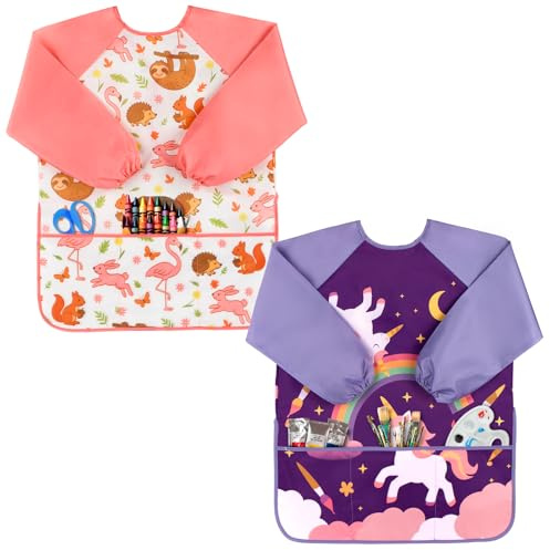 Oiomniv Tablier Peinture Enfants 3-8 Ans, Imperméable à Manches Longues