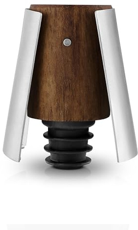 EVA SOLO Liquid Lounge Champagne Stopper Keeps the Sparkling Wine Aromatic Long After Opening Walnut Wood