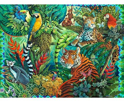 PieceRelax PieceClicks Puzzle 1000 Teile - Deep In The Dark | 1000 Teile Puzzle für Erwachsene, 47,6 x 63,3 cm, David Galchutt, Tief im Dunkeln, Dschungel, Tiger, Wildtiere, Geschenkidee