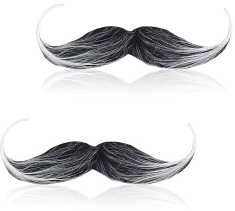 2 Stück Schnurrbart zum Ankleben,Schnauzer,Fake Bart zum Ankleben für Kostüm,Schnurbart Kleben,80er Falscher Bärte,Mustache Aufklebbar,Klebebart Realistisch,Beard Klebe für Weihnachten Karneval Party