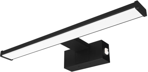 kalb | Spiegelleuchte Wandlampe, schwarz, 500mm, zur Wandmontage, wahlweise warmweiß oder neutralweiß, integrierter Netzschalter (warmweiß)