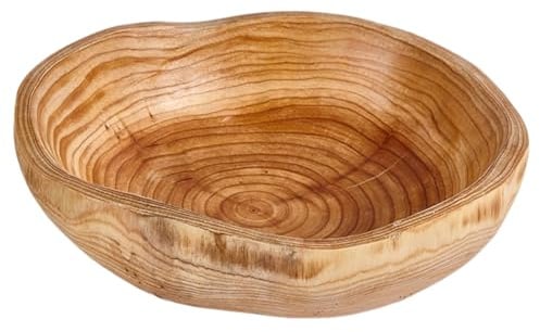 EUBSWA Stilvolle Obstschale aus Naturholz Handgefertigte Unregelmäßige Holzschale für Küchentheke & Tischdekoration, Kreative Servierschüssel für Obst, Salate (20-24CM)