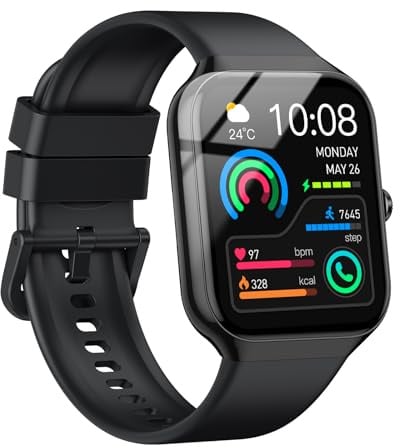 Smartwatch Herren, 113+ Sportmodi Herren Uhr Schrittzähler Schlafmonitor Herzfrequenz SpO2 Smart Watch Damen, 1.96'' Fitnessuhr IP68 Wasserdicht mit Telefonfunktion, Fitness Tracker für iOS Android