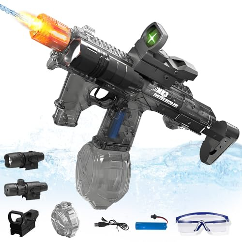 Mineup Pistolet À Eau Électrique pour Enfants Adultes, Electric Water Gun avec Lumière, Pistolet À Eau Automatique Puissant avec Effets Flash, Idéal pour Jeux D EA, L'été, Piscine, Plage