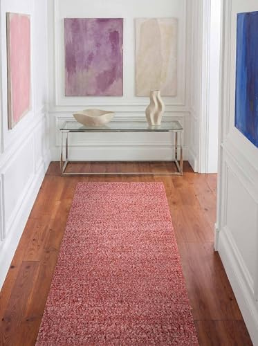 Ted Baker Kurzflor Teppich Portobello - Soft Bouclé Läufer, Handgewebt & Weich, Woll-Look, Schlingen Schlingen Teppichläufer Flauschig für Wohnzimmer, Schlafzimmer, Esszimmer – Dunkelpink, 80x200 cm