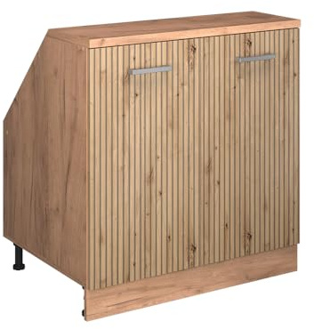Vicco Küchenschrank für Dachschrägen R-Line, Artisan-Eiche, 80 cm | 2 Türen · Extra Tiefe – 60 cm · Höhenverstellbare Füße · 1 Einlegeboden · ✓ Frei kombinierbar