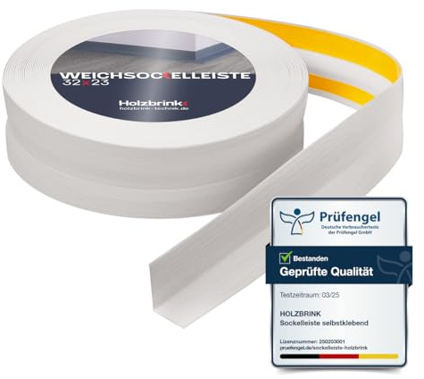 HOLZBRINK Weichsockelleiste selbstklebend PVC 32x23mm, 10 m | Küchenleiste Arbeitsplatte | Abschlussleiste selbstklebend für Badezimmer | Farbe: Birke