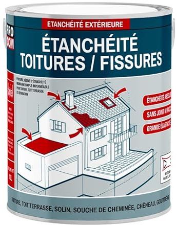Peinture, résine d'étanchéité toiture, réparation tuiles, fissures, anti-fuites, décore, protège, plusieurs coloris PROCOM 2.5 litres