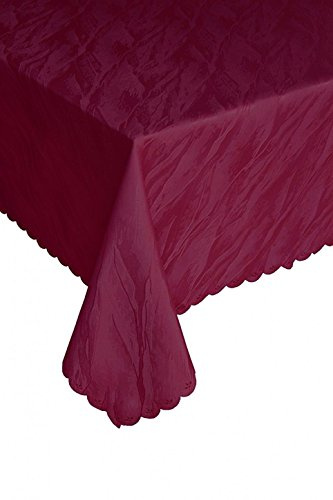 Damast Tischdecke bügelfrei, 110 x 160cm Marmor-Design, weiß Bordeaux grün blau terrakotta oder Creme, Farbe auswählbar (Bordeaux)