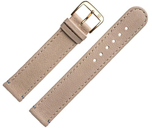 MARBURGER Uhrenarmband 20mm Leder Beige Gold Kamel Prägung Mit Naht - Montage Set 1462021000220