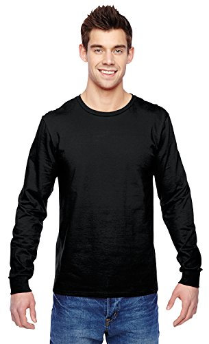 Fruit of The Loom Mens Valueweight Crew Neck Long Sleeve T-Shirt (3XL, Black)