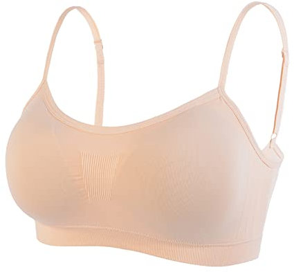 Litthing Women Sports Bra Seamless Comfort Bras Padded Ladies Tops Adjustable Strap Bralettes Vest Style Athletic Wireless Wrap Chest Crop Top for Yoga Fitness Exercise Skin