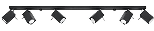 SOLLUX lighting Deckenlampe Deckenleuchte Deckenstrahler Stahl - 6 Flammig - LED Lampe Glühbirne - Schwarz Merida