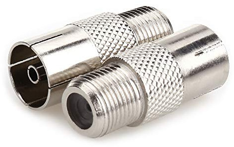 Nanyi TV-Antennenadapter, Buchse auf Stecker, T-/F-Schraubverbinder auf RF-Koaxial-Antennenadapter, vernickelt M-F weiblich-weiblich-2er-Pack