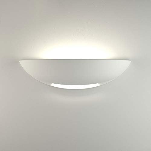 Vetrineinrete® Applique da parete mezza luna in gesso doppia emissione verniciabile lampada con attacco r7s moderno per illuminazione IP20 arredo casa