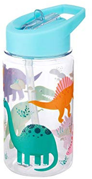 Sass & Belle Drink up Roarsome Dinosaurs Water Bottle - 400ml BPA-Free Reusable Bottle with Straw for Boys & Girls – Leakproof, Lightweight, Fun Prehistoric Design for School, Sports, Picnics & Travel