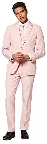 OppoSuits Solid Color Party Suits for Men – Lush Blush – Full Suit: Includes Pants, Jacket And Tie Abito da Uomo, Pink, 42