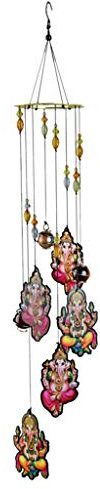 Windspiel, Outdoor-Dekoration, Metall, Gedenk-Windspiel, indischer Stil, Glücksbringer, Fengshui-Dekor, Garten, Hof, hängende Dekoration – Gott Ganesha, 43 cm