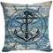 Violetpos Kissenhülle Sofa Zierkissenbezug Auto Zierkissenbezüge Kissenbezüge Kissen Anker Marine Ruder Graue Blaue Holzmaserung 40 x 40 cm