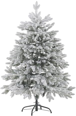 Beliani Künstlicher Weihnachtsbaum mit Schnee Cremeweiß PVC Schneebedeckt | Kunststoff, Weiß, 85 x 85 x 120 cm