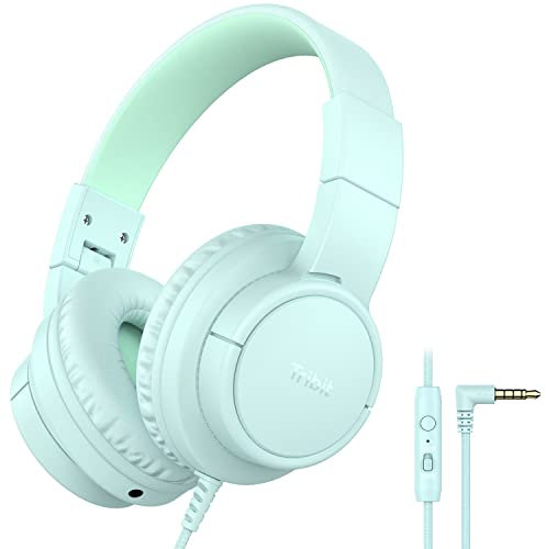 Tribit Kinder kopfhörer, Sicherer Klang, über Ohr, HD Stereokopfhörer mit Mikrofon, Lautstärkenbegrenzer 85/94dB, Sharing-Funktion, Faltbarer, für Schule, Travel (Grün)