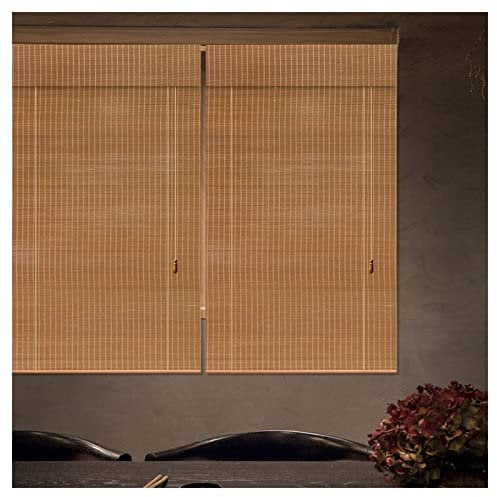 SHUITUKOUU Bamboo Blinds,Natural Roman Curtain,Outdoor Woven Wood Roller Shades,Blackout Bamboo Window Shades,for Windows,Balcony,French Doors,Dining Hall,Indoor,W100xH180cm/40x71in
