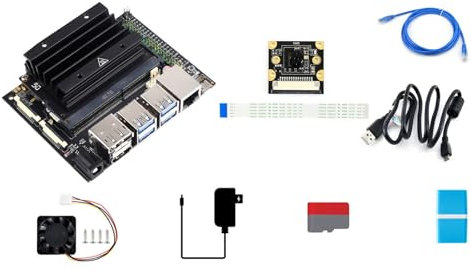 Waveshare Jetson Nano 4GB Development/Expansion Kit B Alternative Solution of B01 Kit with Jetson-IO-Base-A+Nano Module+Heatsink+Cooling Fan+Camera and so on (7 Items) Used in Sorts of AI Projects