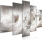 decomonkey Bilder Abstrakt 225x112.5 cm 5 Teilig Leinwandbilder Bild auf Leinwand Vlies Wandbild Kunstdruck Wanddeko Wand Wohnzimmer Wanddekoration Deko Modern Ornament Kugel Diamant silber grau