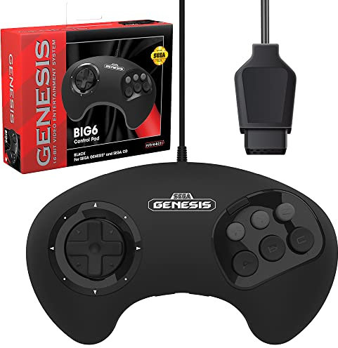 Retro-Bit BIG6 Contrôleur Pad pour SEGA Genesis - Port d'origine - Noir