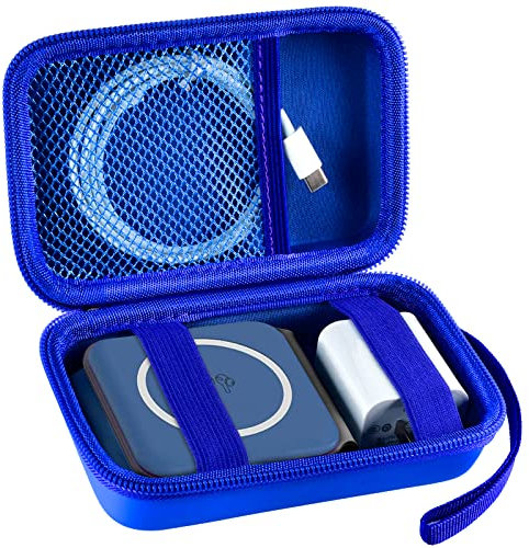 Travel Case for UCOMX for Nano/for Iseyyox/for LISEN/for RTOPS 3 in 1 Wireless Charger, Foldable Magnetic Charging Station Storage Holder Bag for Fast Charge Pad Cable and Adapter, Blue-Box Only