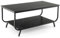 LIFEZEAL Couchtisch Marmor Optik, Wohnzimmertisch mit großer Tischplatte & Stauraum, Rechteckiger Sofatisch Kaffeetisch Beistelltisch mit Metallrahmen, 105 x 55 x 46,5cm (Schwarz)