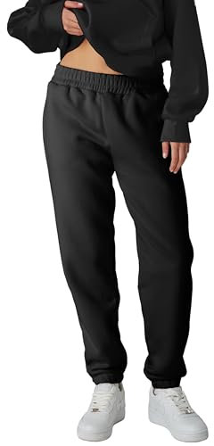 Smith & Solo Jogginghose Damen – Baumwolle Frauen Winter Sporthose, Laufhosen Fitness High Waist, Sweatpants Freizeithose Lang, Jogging Hose Trainingshose Warme Modern Anthrazit/L