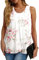 IWOLLENCE Womens Summer Vests Tops Blouses Chiffon Sleeveless Round Neck Lining Casual Shirts Flowy Floral Ladies Tank Tops for Women UK (Peach White L)