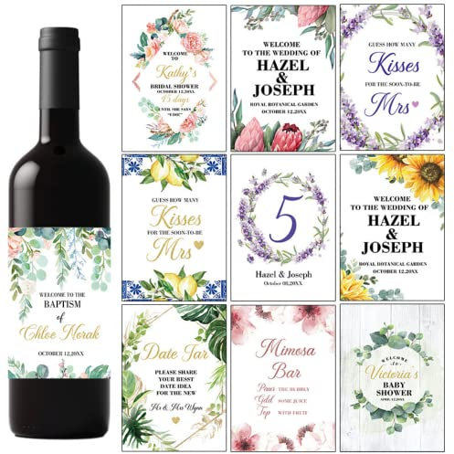 jifu Etiquetas adhesivas personalizadas para mini botellas de vino, 50 cumpleaños, etiquetas personalizadas de boda, etiquetas para botellas de vino, etiquetas personalizadas para botellas de vino,