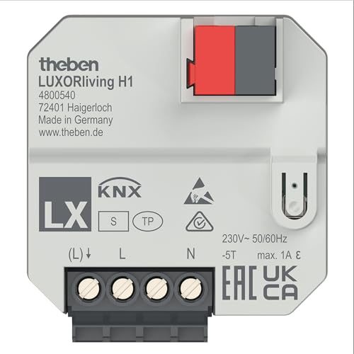 Theben 4800540 LUXORliving H1 Unterputz-Heizungsaktor 1-Fach | UP, geräuschlose Ansteuerung thermischer Stellantriebe 230 V AC, integrierter Temperaturregler Heizen/Kühlen