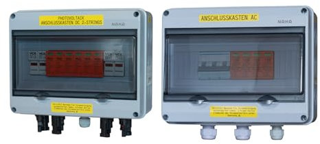NAKA Solar Anschlusskasten mit Generatoranschluss & PV DC Überspannungsschutz - Hochwertiger DC Überspannungsschutz für PV Anlagen & Solarsysteme DC/AC 2-Strings 1200V T2 DC2S3P+AC3P4P