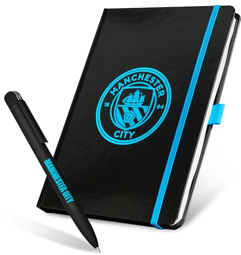 MANCHESTER CITY F.C. Stationery Set with Notebook & Ballpoint Pen, Stationery Supplies Work Office Gifts for Men