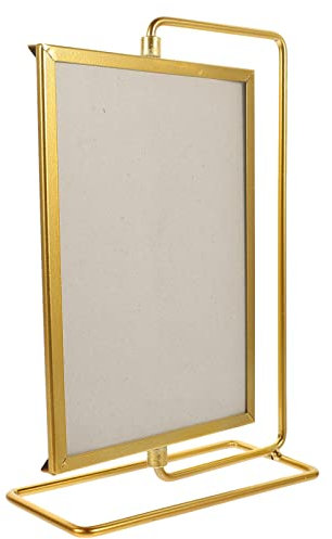 Artibetter Metall-Fotorahmen Doppelseitiger Stand-Bilderrahmen Sockel-Fotorahmen Mit Sockel Bild-Display-Halter Retro-Menürahmen Für Esstisch-Dekoration Golden