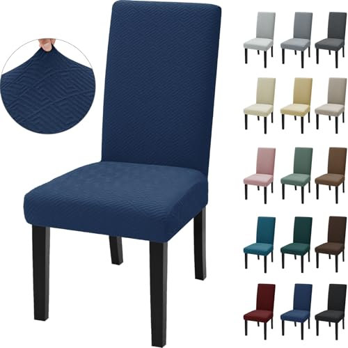 Ystyle Stuhlhussen 2er Set, Stretch Stuhlbezug, Universale Elastische Stuhlbezüge, Hussen Für Stühle, Chair Covers, Komfort-Stuhl Überzug, Geeignet Für Wohnzimmer, Esszimmer, Dunkelblau