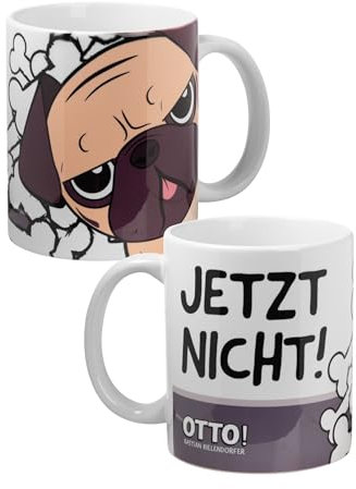 Bastian Bielendorfer Tasse - Mops Otto! Jetzt nicht! Kaffeetasse Becher Kaffeebecher aus Keramik 320 ml