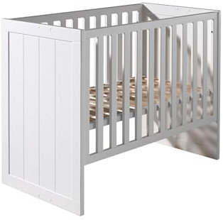 möbelando Babybett >Erik< in Weiß aus Massiv Kiefer und MDF - 127x90x68cm (BxHxT)