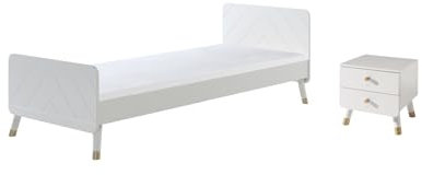 möbelando Jugendzimmer-Set >Billy< in Satin Weiß aus Massiv Kiefer und MDF