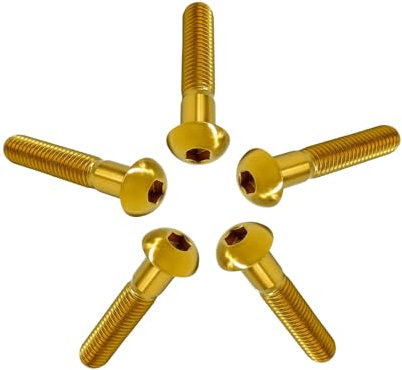RISON 5 Stück Titan Linsenkopfschrauben mit Innensechskant M8x30mm, Teilgewinde Halbrundkopfschraube aus Titan GR5, Flachkopfschraube Linsenschraube Knopfschraube Rundkopf Schrauben