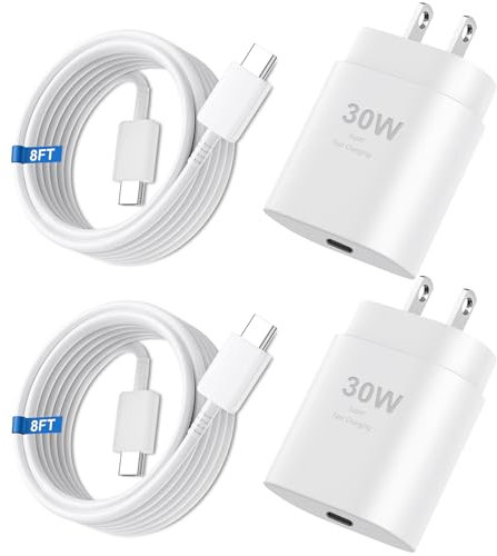 30W iPhone 15 Pro Max Charger[MFi Certified], USB C Fast Charger 30W iPad Pro Charger Block with 8FT Long USB C to USB C Charging Cable for iPhone 15 Pro Max/15 Pro/15/Plus, iPad Pro 12.9/11, White