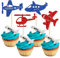 Gyufise 24Pcs Airplane Cupcake Toppers Glitter Aircraft Plane Cupcake Picks Airplane Cake Toppers for Airplane Theme Party Birthday Cake Decoration Supplies