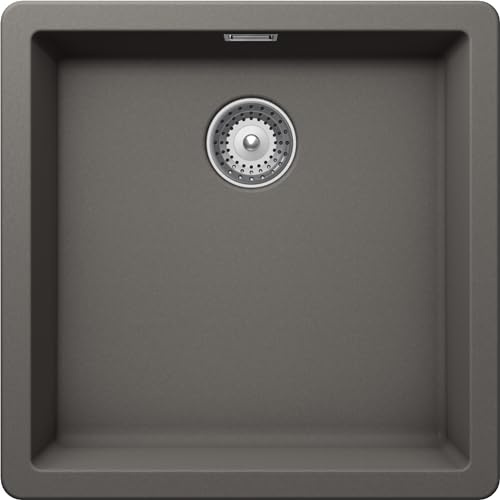 SCHOCK | Küchenspüle Galaxy N100U 1 Becken mit Haken unter dem Spülbecken inklusive, Material ®Cristadur, Silverstone, 430 x 430 mm | Material ®Cristadur; Silverstone; 430 x 430 mm