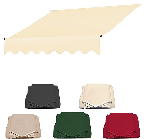 Sonnenschutz Klemmmarkise Höhenverstellbar Markise Stoff, Balkonmarkisen Höhenverstellbare UV-beständig Und Wasserdicht Für Terrasse Balkon-Wit||2m