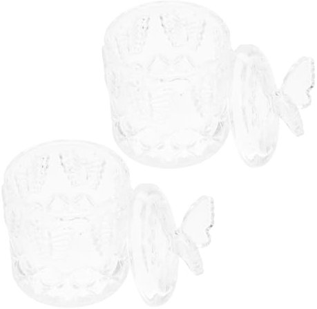 Cabilock 2er-box Vorratsdose Glas Vorratskanister Klare Bonbongläser Lebensmittelspender Baumwollbehälter Container Sauberes Glas Keksbehälter Bonbonschale Schmuck Süßigkeiten Box